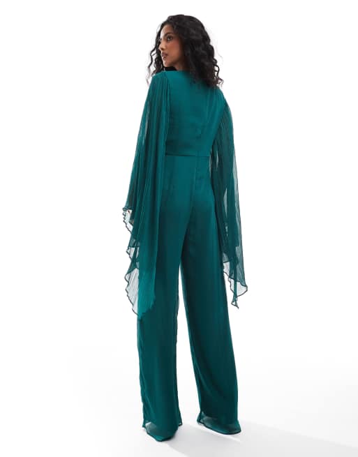 Wide Leg Jumpsuit Dark Green Long Sleeve Jumpsuit ASOS