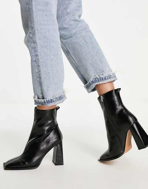 ASOS DESIGN Excel Ankle Boots in Schwarz mit hohem Absatz