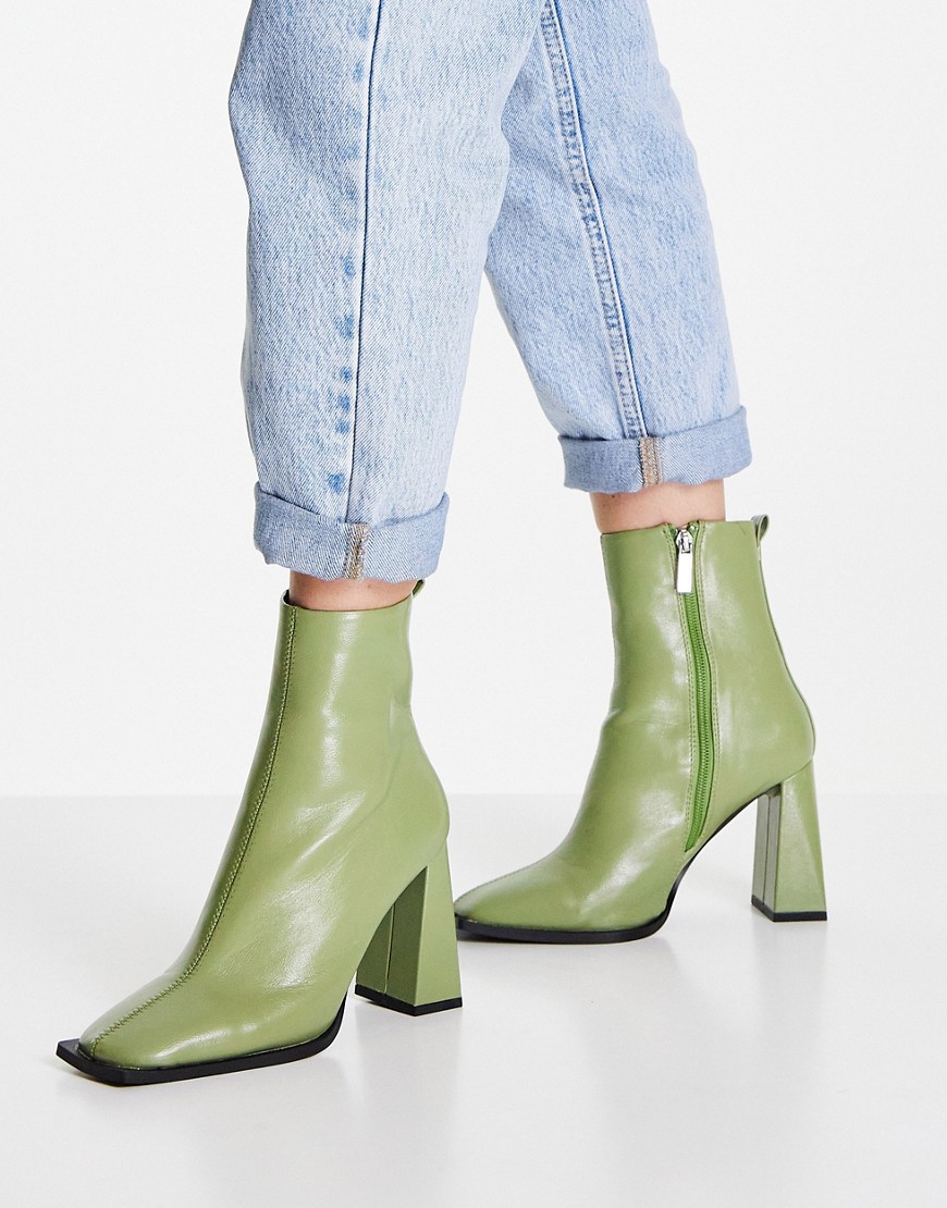 ASOS DESIGN Excel high-heeled ankle boots in green
