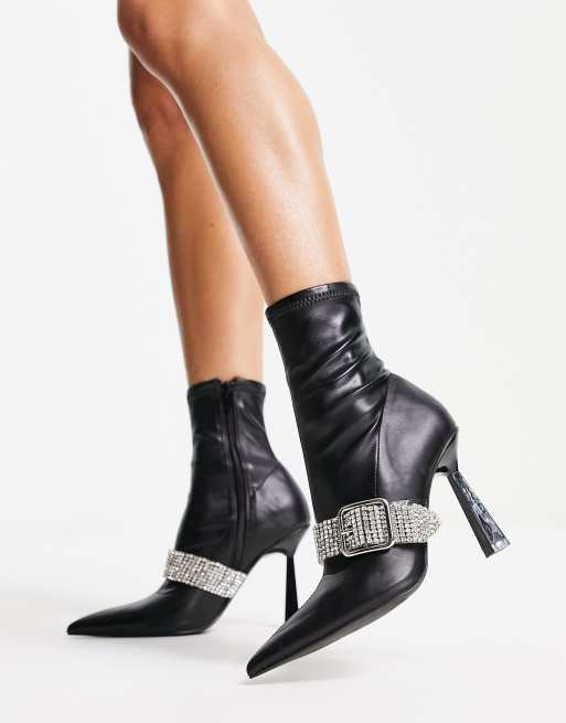 Embellished buckle outlet bootie