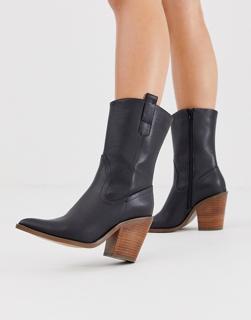 ASOS DESIGN Excuse western pull on boots in black