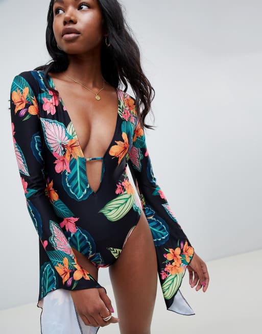 Asos long 2025 sleeve swimsuit