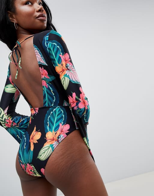 Asos long store sleeve swimsuit