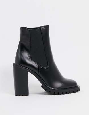 asos design expect high heeled chunky chelsea boots in black
