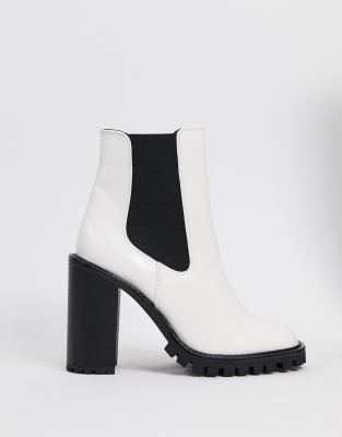 white heeled chelsea boots