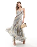 [ASOS DESIGN] ASOS DESIGN exposed bralet cami maxi dress with godets in abstract marble print-Multi 14 Abstract marble