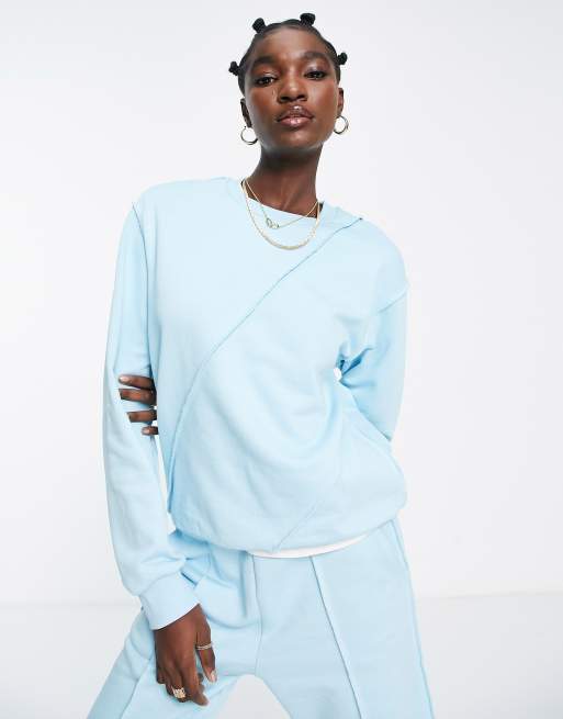 PRETTYLITTLETHING Baby Blue Oversized Sweat Basic Hoodie