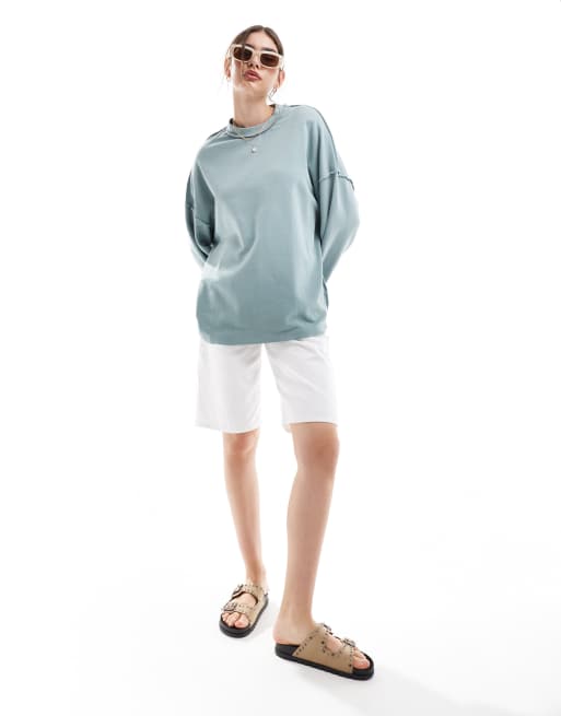 ASOS DESIGN exposed seam sweatshirt in slate grey ombre, 2 of 4