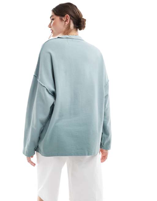 ASOS DESIGN exposed seam sweatshirt in slate grey ombre, 4 of 4
