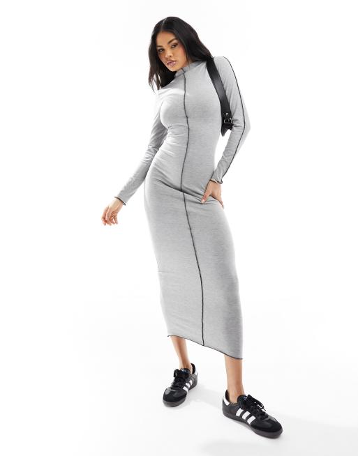 ASOS DESIGN exposed seams maxi dress in gray