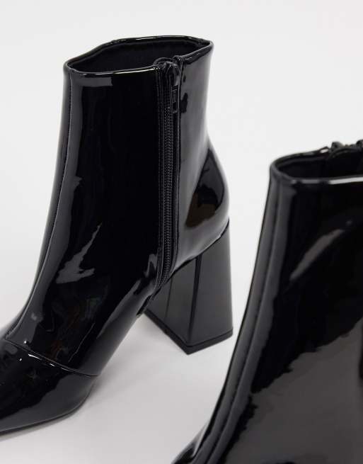 ASOS DESIGN Express heeled ankle boots in black patent | ASOS