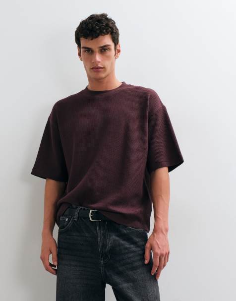 ASOS DESIGN extra kraftig boxig oversize-t-shirt i lila våffelstruktur - view 1