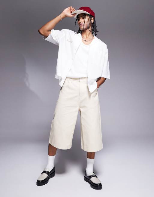ASOS DESIGN - Extra lange jort in ecru