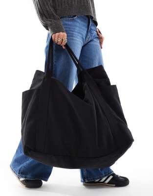 extra large heavyweight canvas tote bag-Black