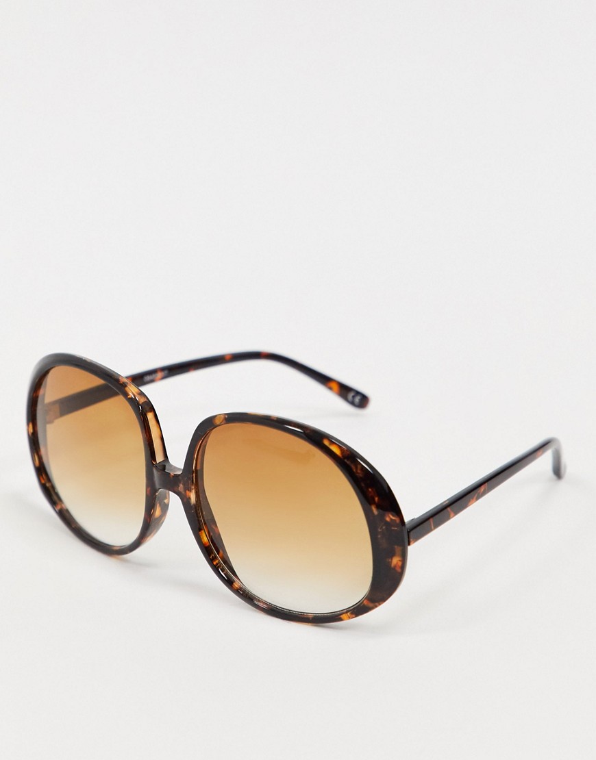 ASOS DESIGN extra large round 70s sunglasses in tort-Brown