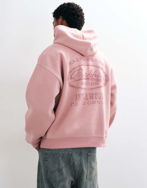 ASOS DESIGN extra oversize huvtröja med pigmenttryck i rosa, 5 av 5