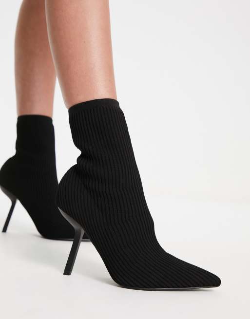 ASOS DESIGN Extra ribbed sock stiletto boots in black | ASOS