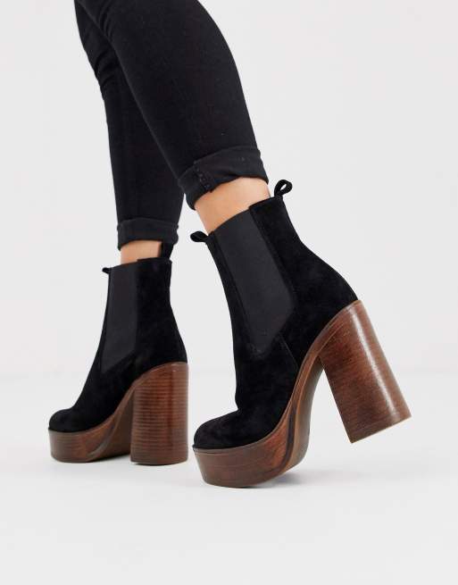 Suede platform chelsea sales boots