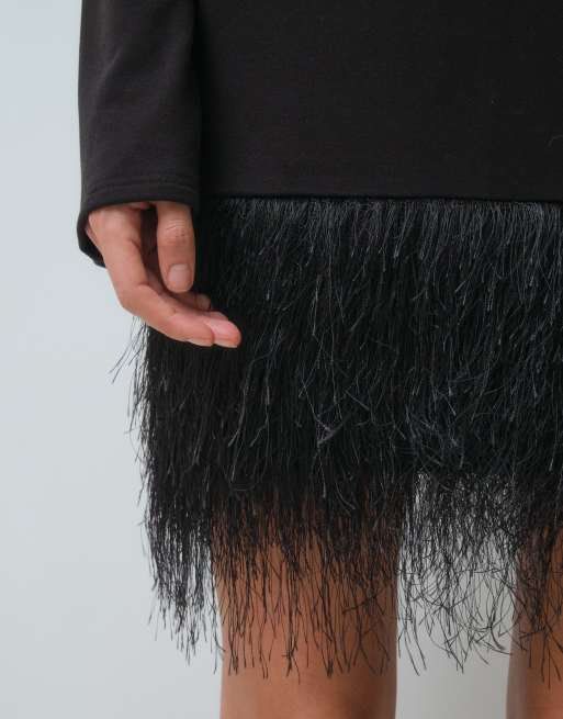 ASOS DESIGN extraweiches flauschiges Minikleid in Schwarz, 3 von 5