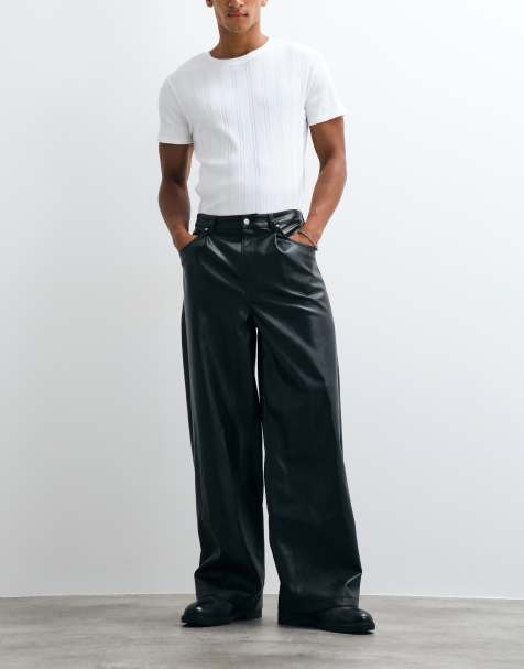 ASOS DESIGN extreem baggy broek in zwart imitatieleer - view 1