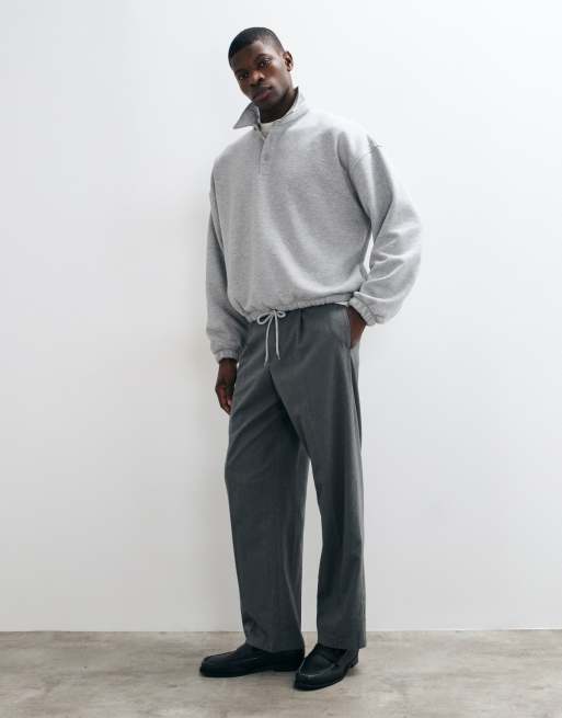 ASOS DESIGN extreem oversized boxy rugby sweatshirt in gemêleerd grijs, 3 van 5