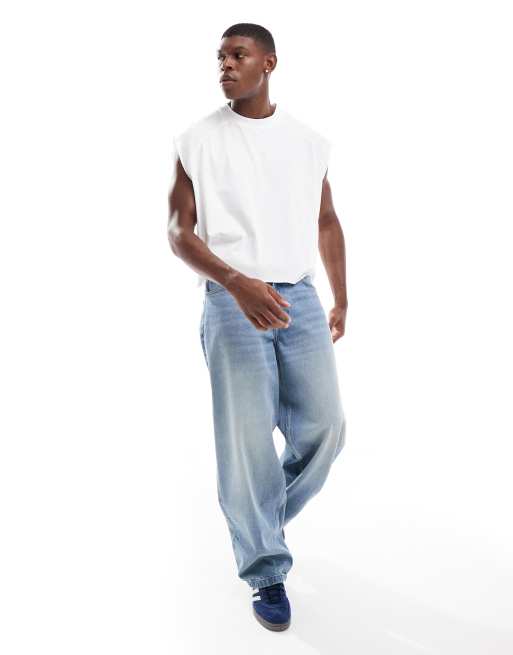 ASOS DESIGN - Extreem oversized cropped T-shirt met raglanmouwen en onafgewerkte zoom in wit, 2 van 4