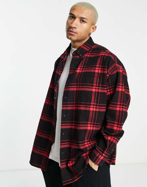 ASOS DESIGN - Extreem oversized geruit overhemd in rood en zwart