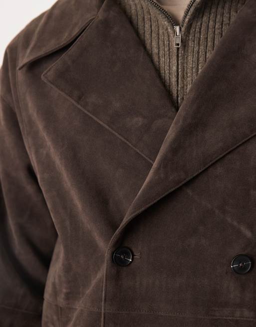 ASOS DESIGN - Extreem oversized halflang jack van imitatiesuède in bruin, 5 van 5