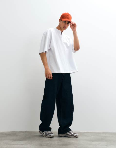 ASOS DESIGN - Extreem oversized henley T-shirt in wit - view 1