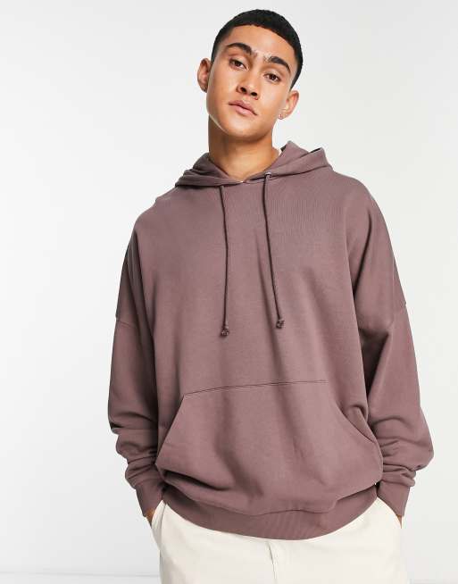 ASOS DESIGN - Extreem oversized hoodie in bruin met wassing