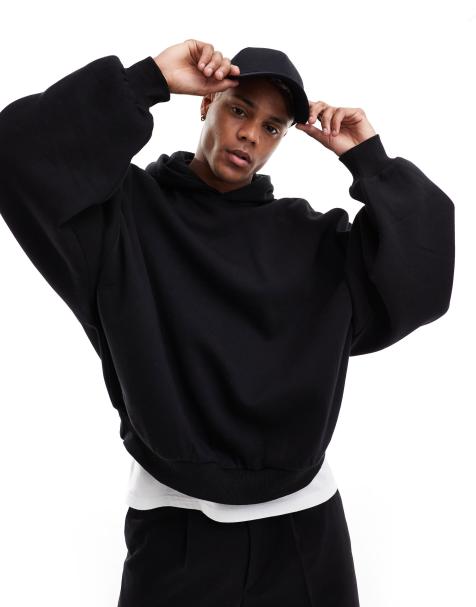 ASOS DESIGN - Extreem oversized hoodie in zwart - view 1