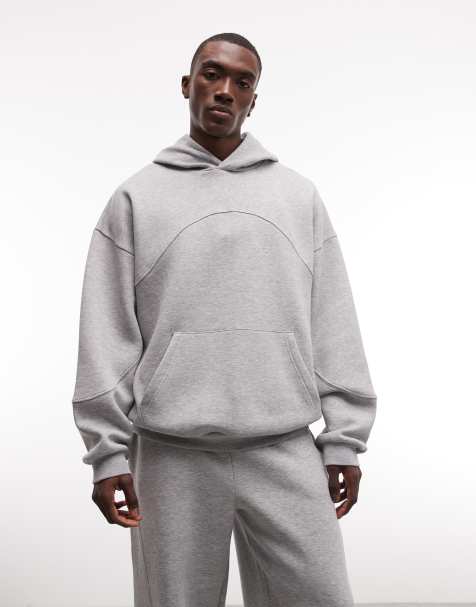 ASOS DESIGN - Extreem oversized hoodie met gestikte naden in gemêleerd grijs - view 1