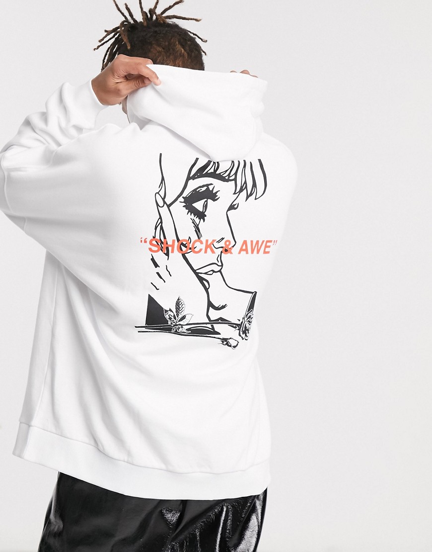 ASOS DESIGN - Extreem oversized hoodie met meerdere prints-Wit