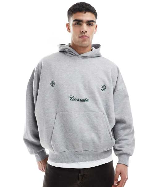 ASOS DESIGN - Extreem oversized hoodie met print in gemêleerd grijs - view 1