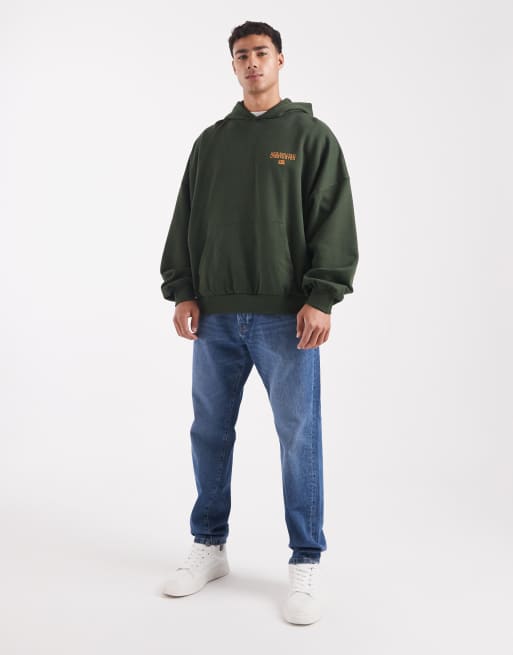ASOS DESIGN - Extreem oversized hoodie met print in groen, 2 van 5