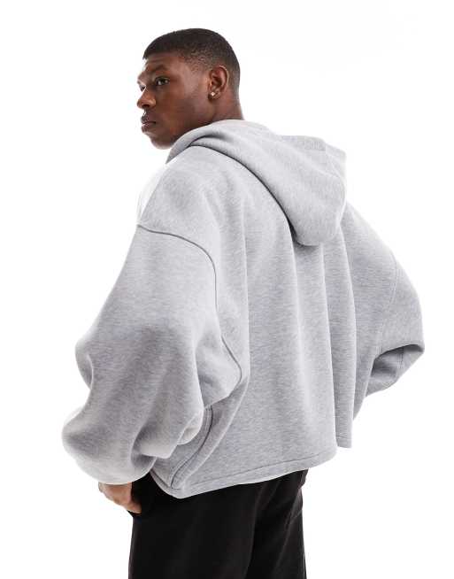 ASOS DESIGN - Extreem oversized hoodie met ritssluiting in gemêleerd grijs, 2 van 4