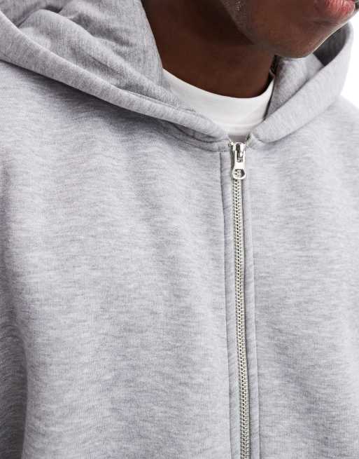 ASOS DESIGN - Extreem oversized hoodie met ritssluiting in gemêleerd grijs, 4 van 4