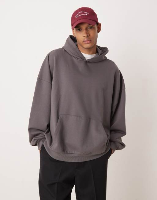 ASOS DESIGN - Extreem oversized hoodie met tekstprint op de achterkant in antraciet, 4 van 4