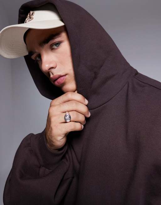 ASOS DESIGN - Extreem oversized hoodie van premium 400gsm zware stof in bruin, 4 van 4