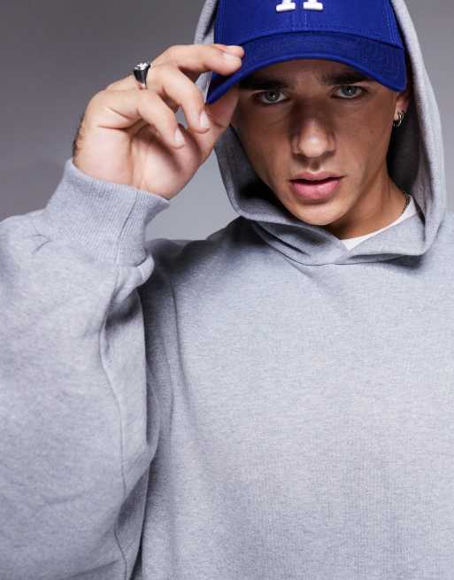 ASOS DESIGN - Extreem oversized hoodie van premium 400gsm zware stof in gemêleerd grijs, 3 van 4