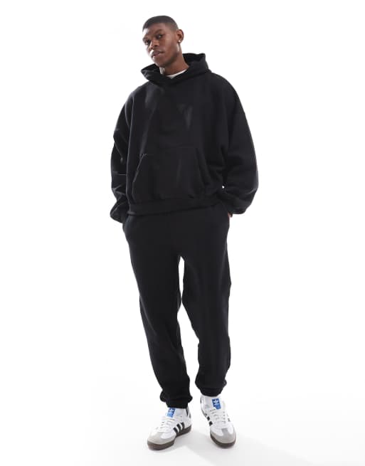 ASOS DESIGN - Extreem oversized hoodie van premium 400gsm zware stof in zwart, 2 van 4