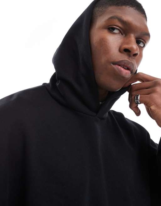 ASOS DESIGN - Extreem oversized hoodie van premium 400gsm zware stof in zwart, 3 van 4