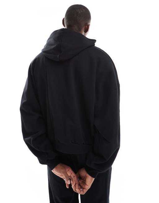 ASOS DESIGN - Extreem oversized hoodie van premium 400gsm zware stof in zwart, 4 van 4