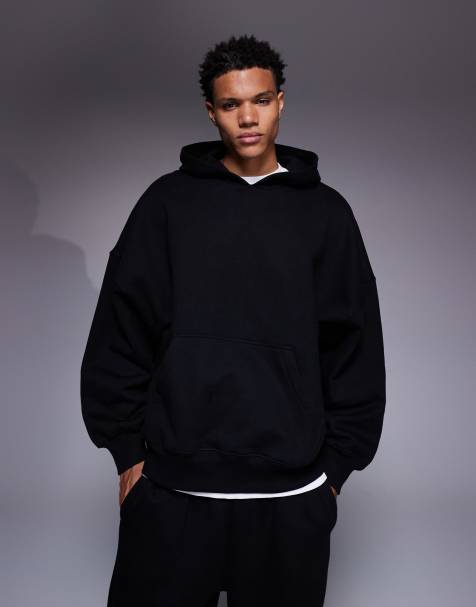 ASOS DESIGN - Extreem oversized hoodie van premium 400gsm zware stof in zwart - view 1