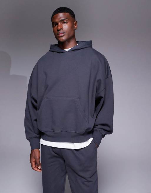 ASOS DESIGN - Extreem oversized hoodie van premium zware stof in grijs