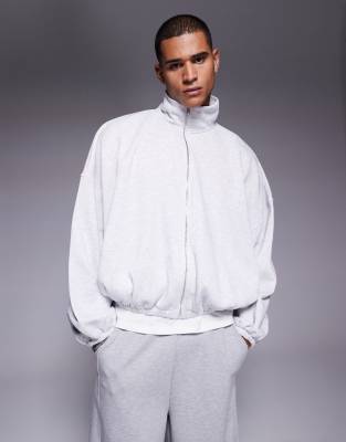 ASOS DESIGN - Extreem oversized recht trainingsjack in gemêleerd grijs - view 1