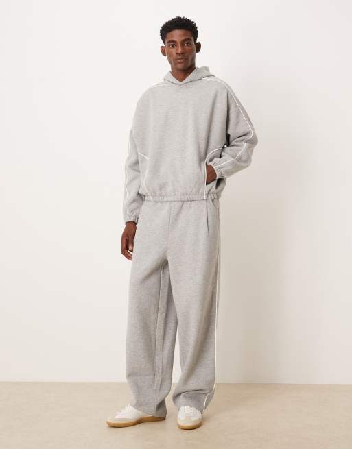 ASOS DESIGN - Extreem oversized rechte hoodie met biezen in gemêleerd grijs, deel van co-ord set, 2 van 5