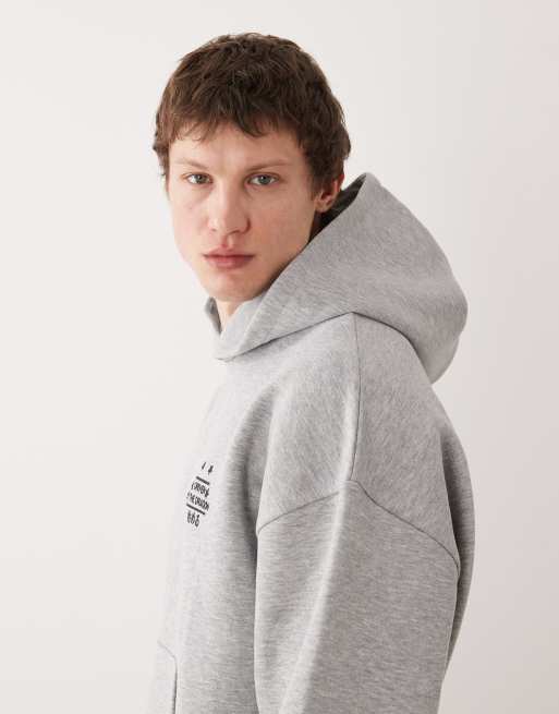 ASOS DESIGN - Extreem oversized rechte hoodie met drakenprint in gemêleerd grijs , 4 van 5
