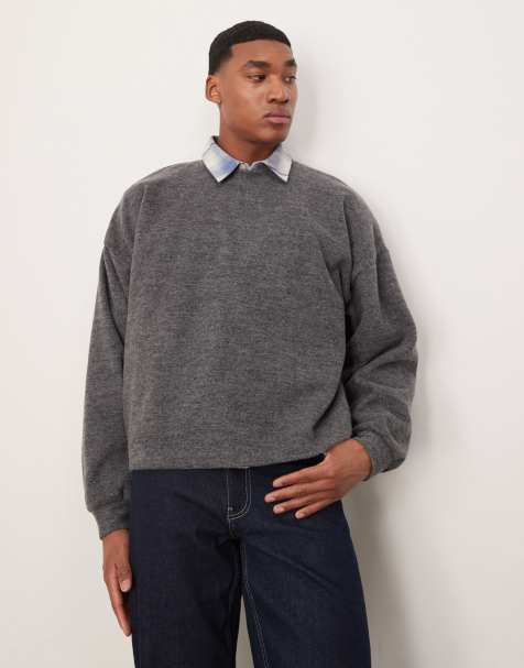 ASOS DESIGN - Extreem oversized rechte lichtgewicht trui met geborstelde ribbels in gemêleerd antracietgrijs - view 1