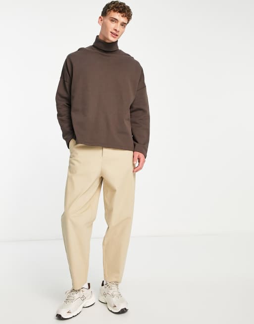 ASOS DESIGN - Extreem oversized sweatshirt met col in bruin, 4 van 4